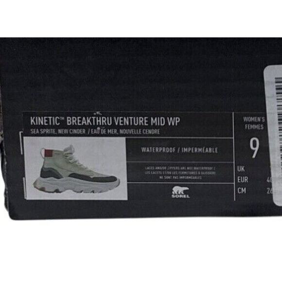 Sorel Sneaker Boot Kinetic Breakthru Venture Mid Womens 9 WP Cinder Sea Sprite - Picture 11 of 11